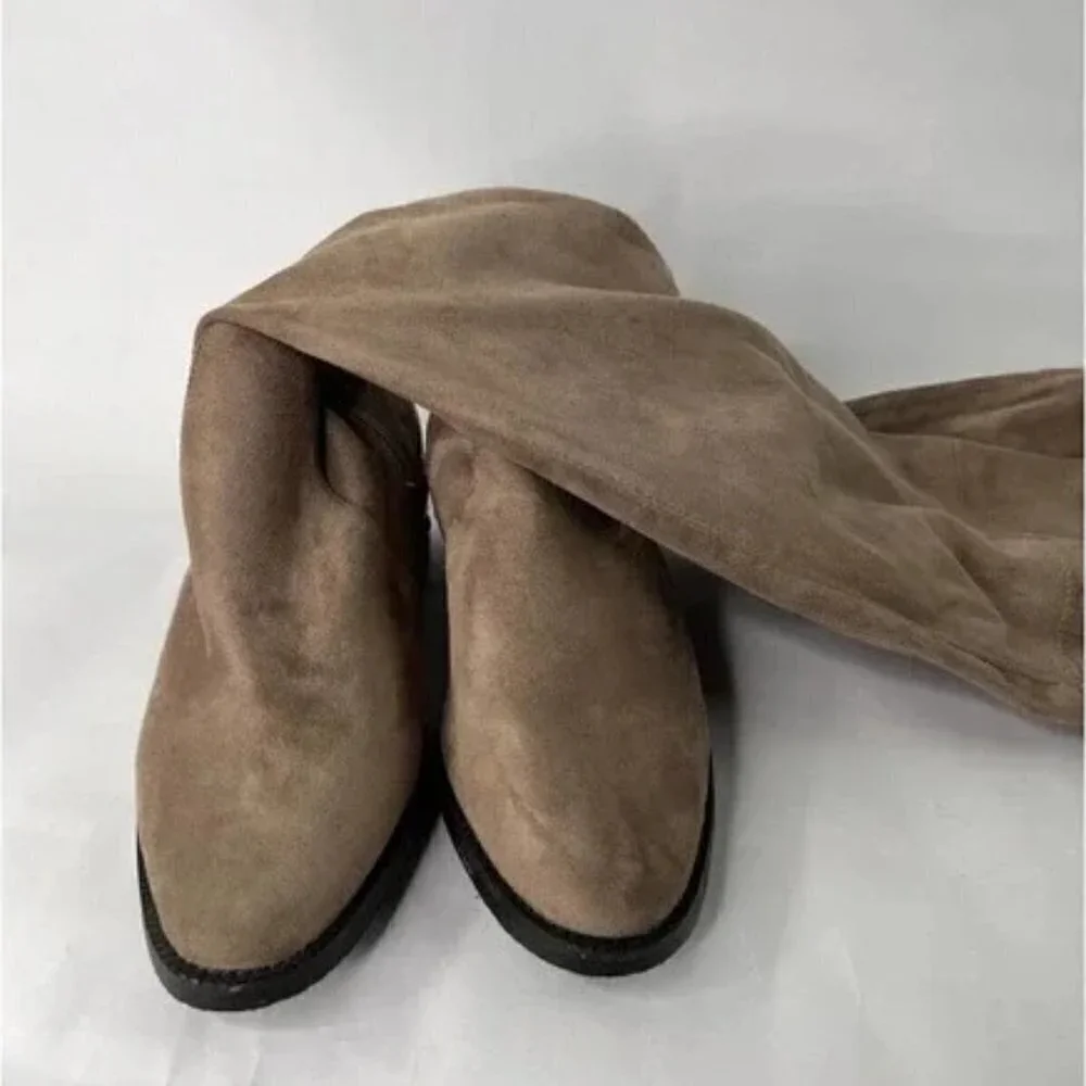 Catherine Malandrino Womens Size 8.5 Perse Embellished Over The Knee Boots Taupe